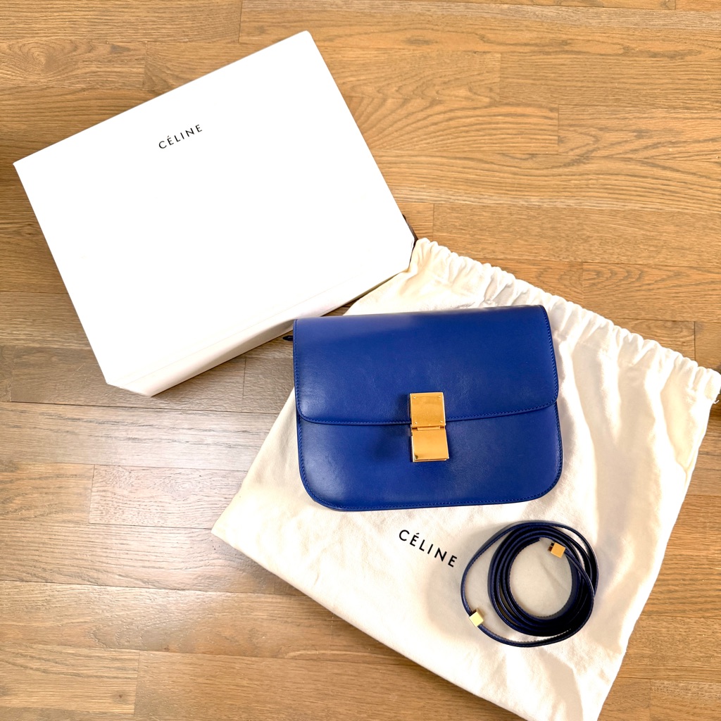 Authentic Cline Medium Classic Box Bag  Electric Blue